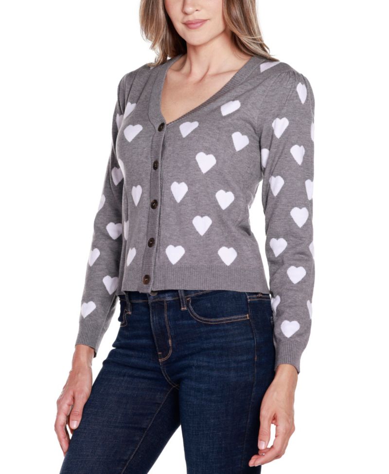 Women's Hearts Jacquard Cardigan Sweater