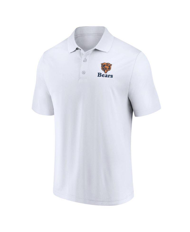 Men's White, Navy Distressed Chicago Bears Throwback Two-Pack Polo Shirt Set