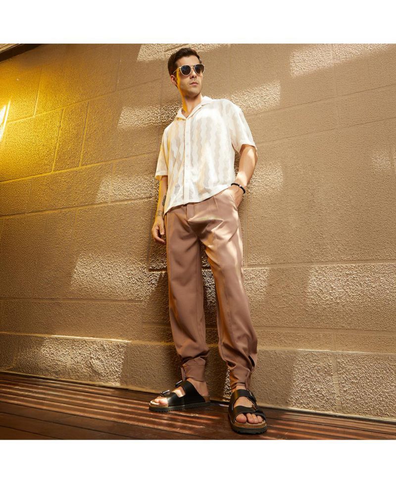 Men's Tan Brown Panelled Gurkha Trousers