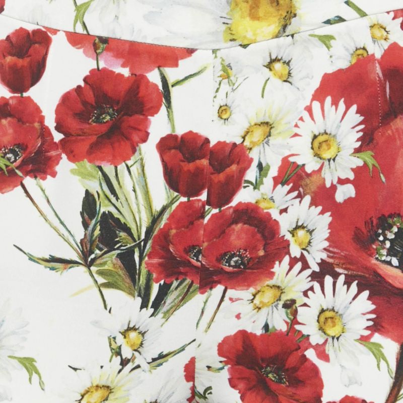 Women's White Floral Print Crepe Trousers