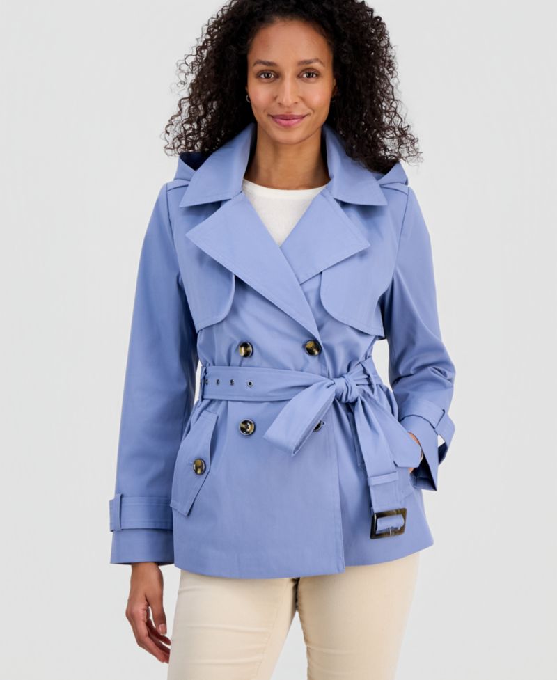Women's Short Double-Breasted Belted Trench Coat
