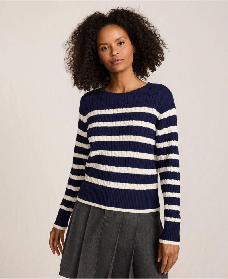 Women's Petite Drifter Modern Cable Crew Sweater