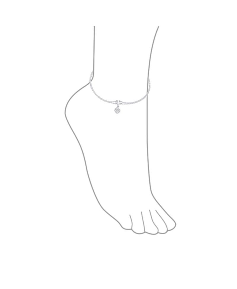 Heart Lock Anklet Charm Ankle Bracelet Double Strand .925 Sterling Silver