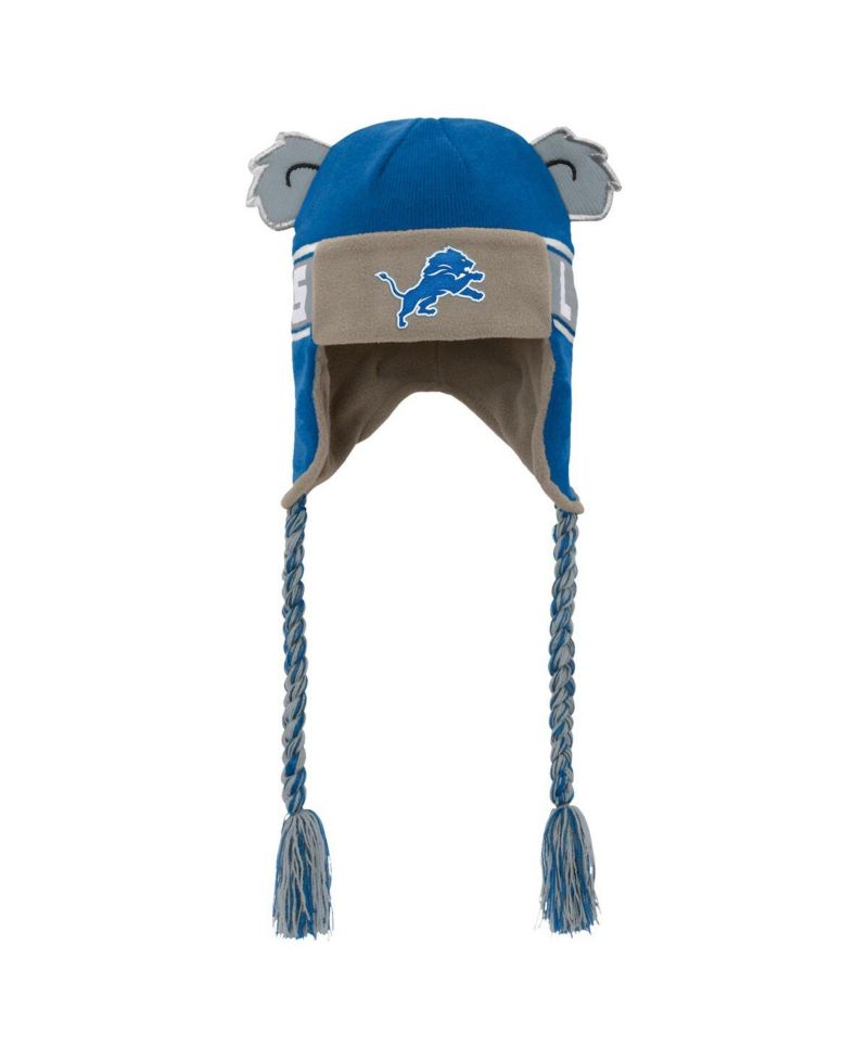 Big Boys and Girls Blue Detroit Lions Wordmark Ears Trooper Knit Hat