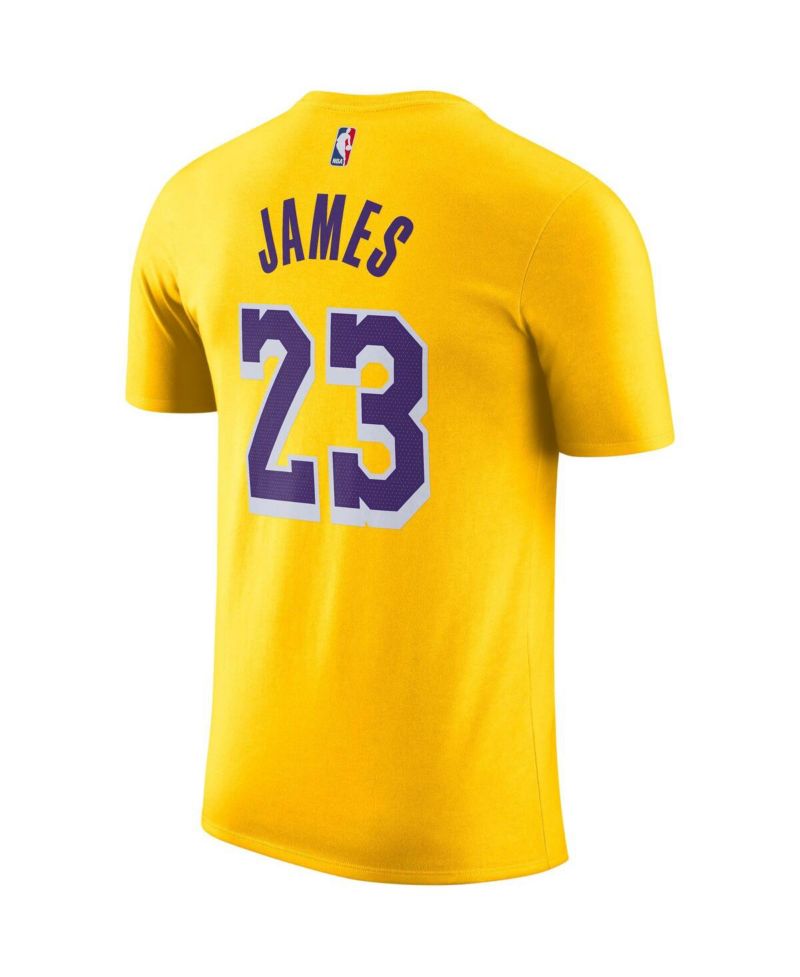 Men's LeBron James Gold Los Angeles Lakers Name and Number T-shirt