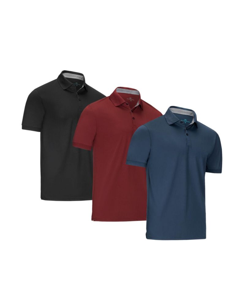 Big & Tall Lightweight Performance Stretch Golf Polo Shirt - 3 Pack