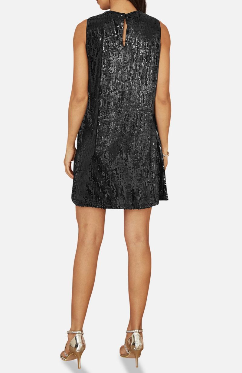 Women's Sequin Bow Tunic Shift Dress