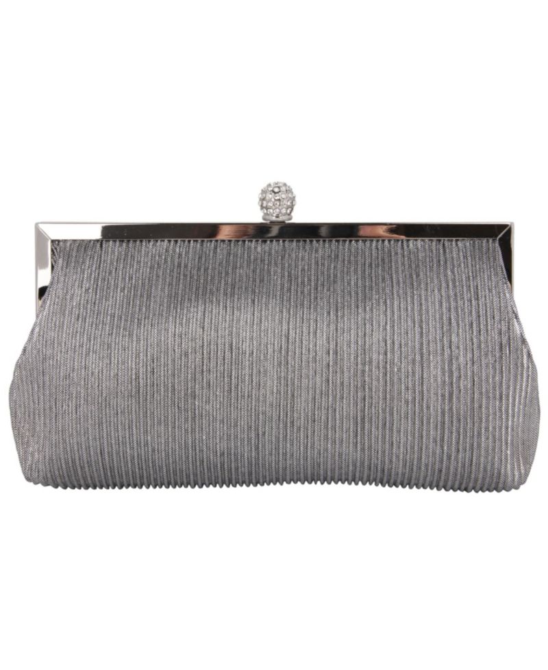 Women's Pleated Metallic Frame Clutch