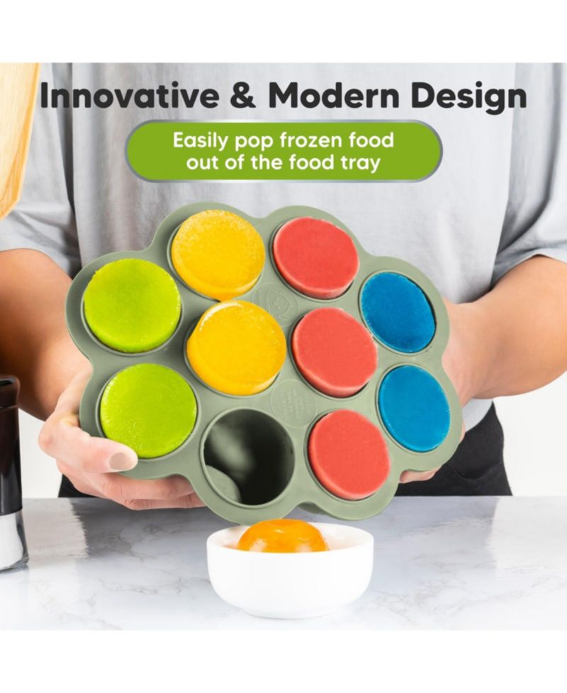 Prep Silicone Baby Food Freezer Tray with Clip-on Lid, 2oz x 10 Silicone Freezer Molds, BPA-Free Baby Food Storage