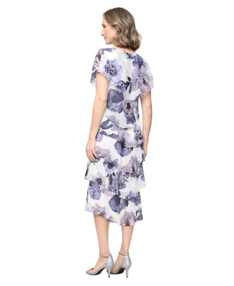 Petite Printed Tiered Midi Dress