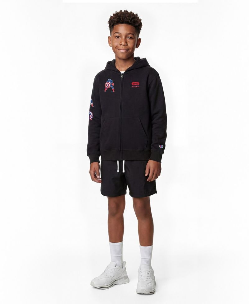 Big Boys and Girls Black New England Patriots Disney X Champion Full-Zip Hoodie