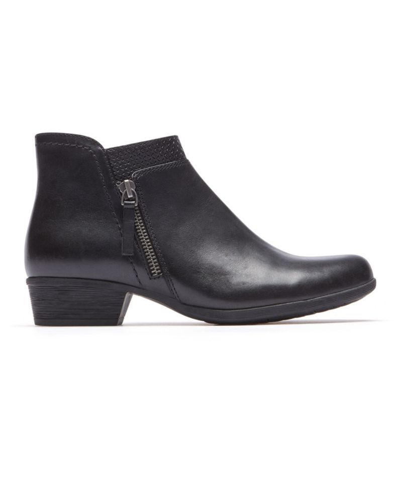 Women's Carly Leather Block Heel Ankle Booties