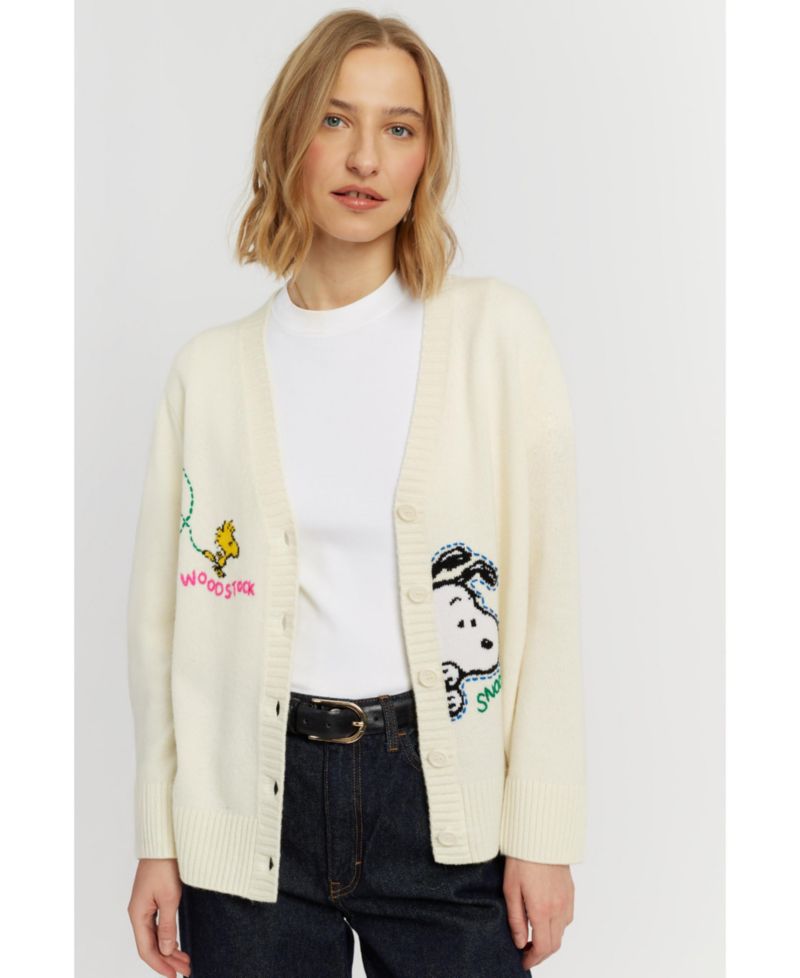 Chinti and Parker Women's Wool-Cashmere Snoopy Embroidered Cardigan
