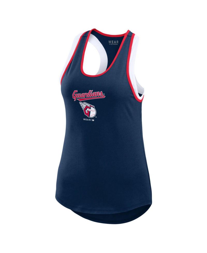 Women's Navy Cleveland Guardians Colorblock Racerback Tank Top