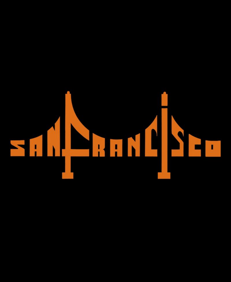 Men's San Francisco Bridge Word Art Short Sleeve T-shirt