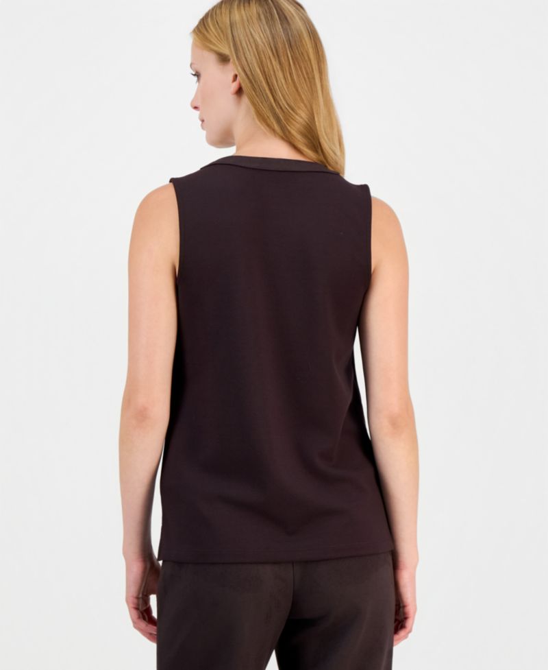 Women's Sleeveless Boat Neck Heatset Trim Tank Top