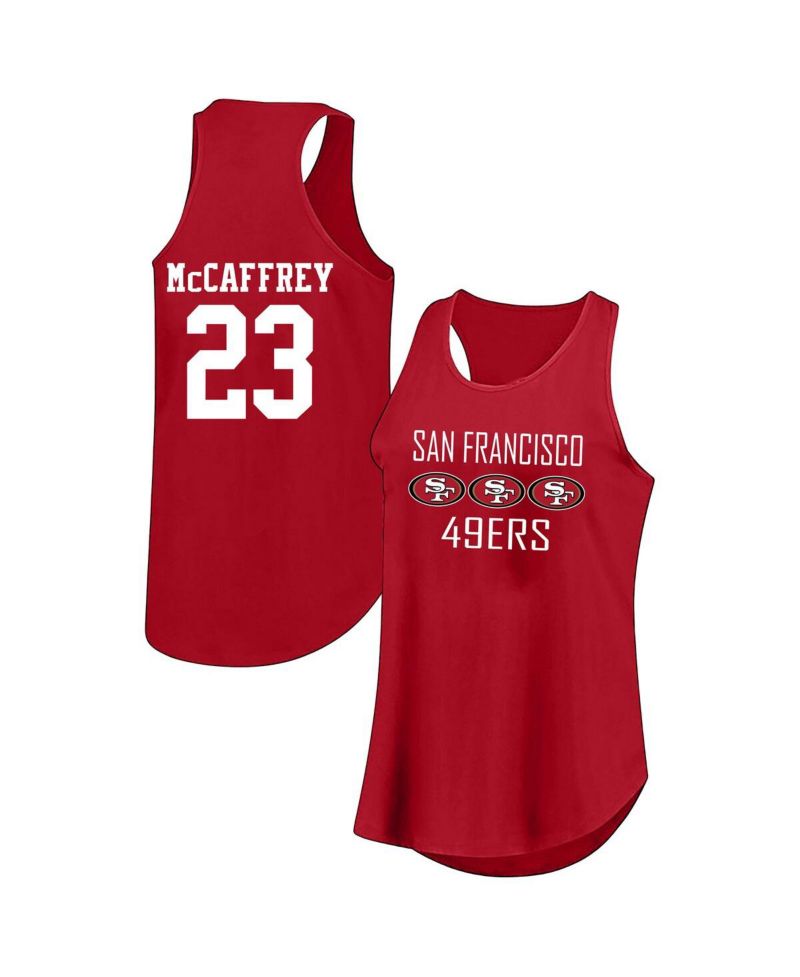 Women's Christian McCaffrey Scarlet San Francisco 49ers Plus Size Name & Number Tank Top