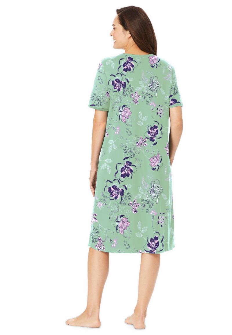 Women's Dreams and Co. V-Neck Short Sleeve Short T-Shirt Lounger