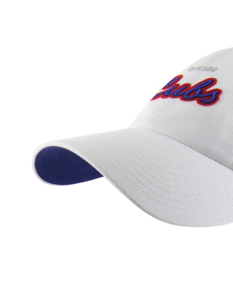 Women's White Chicago Cubs Trendy Script Clean Up Adjustable Hat