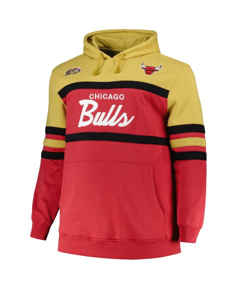 Men's Red Chicago Bulls Big & Tall Hardwood Classics Head Coach Pullover Hoodie