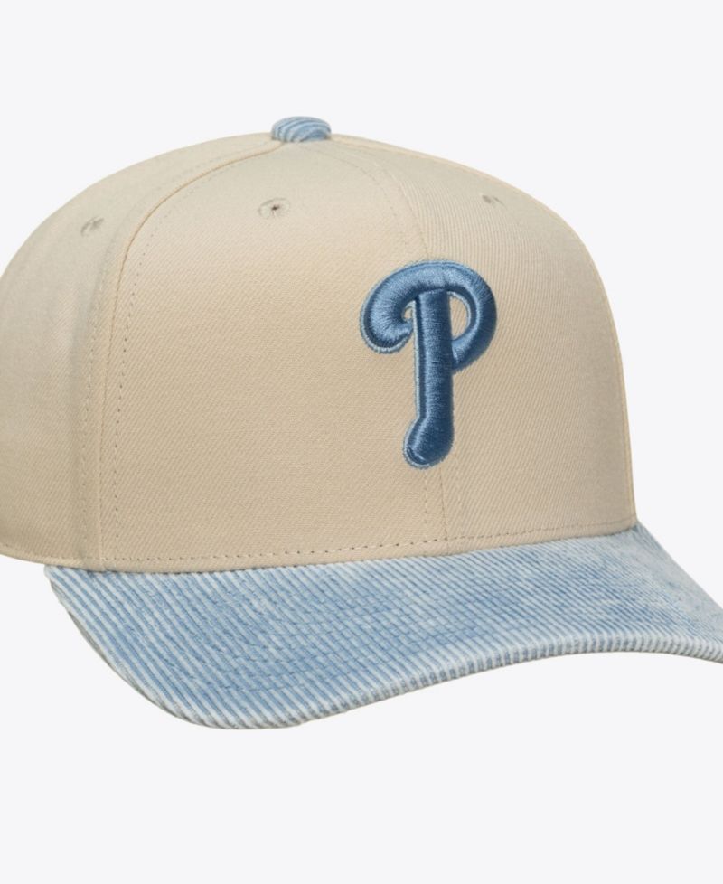 Men's Cream/Light Blue Philadelphia Phillies Washed Corduroy Pro Crown Snapback Hat