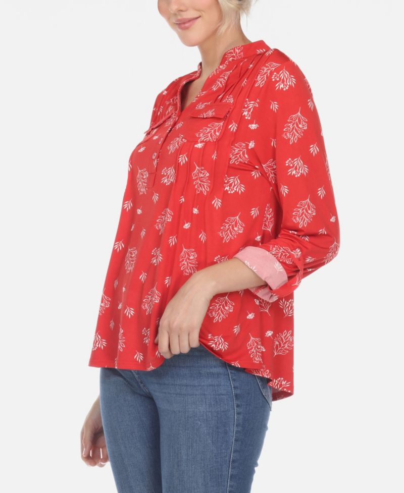 Plus Size Pleated Long Sleeve Top
