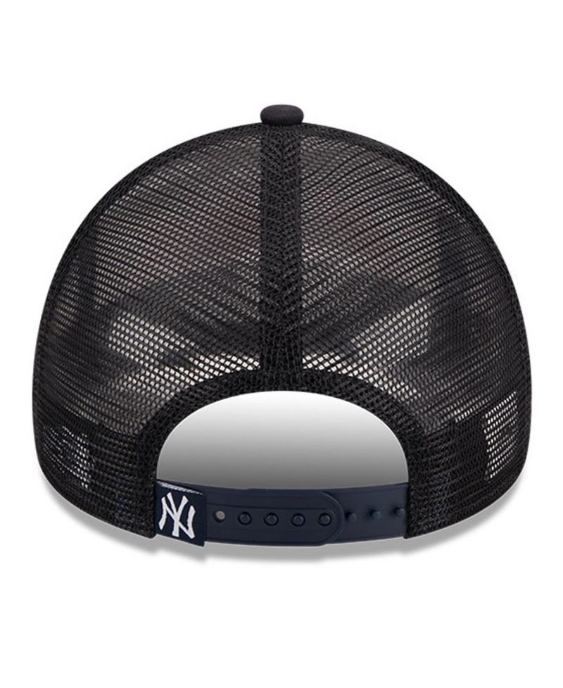 Men's White/Navy New York Yankees Stacked A-Frame Trucker 9Forty Adjustable Hat