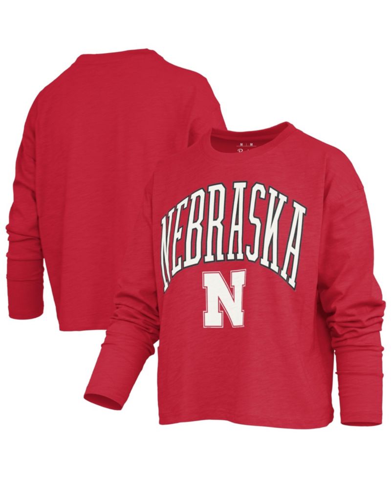 Women's Nebraska Huskers Motley Boxy Waist-Length Long-Sleeve T-Shirt