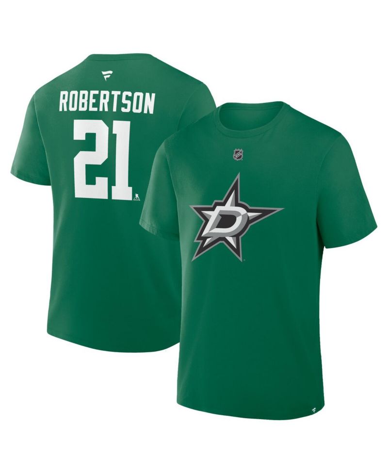 Men's Jason Robertson Kelly Green Dallas Stars Authentic Stack Name & Number T-Shirt