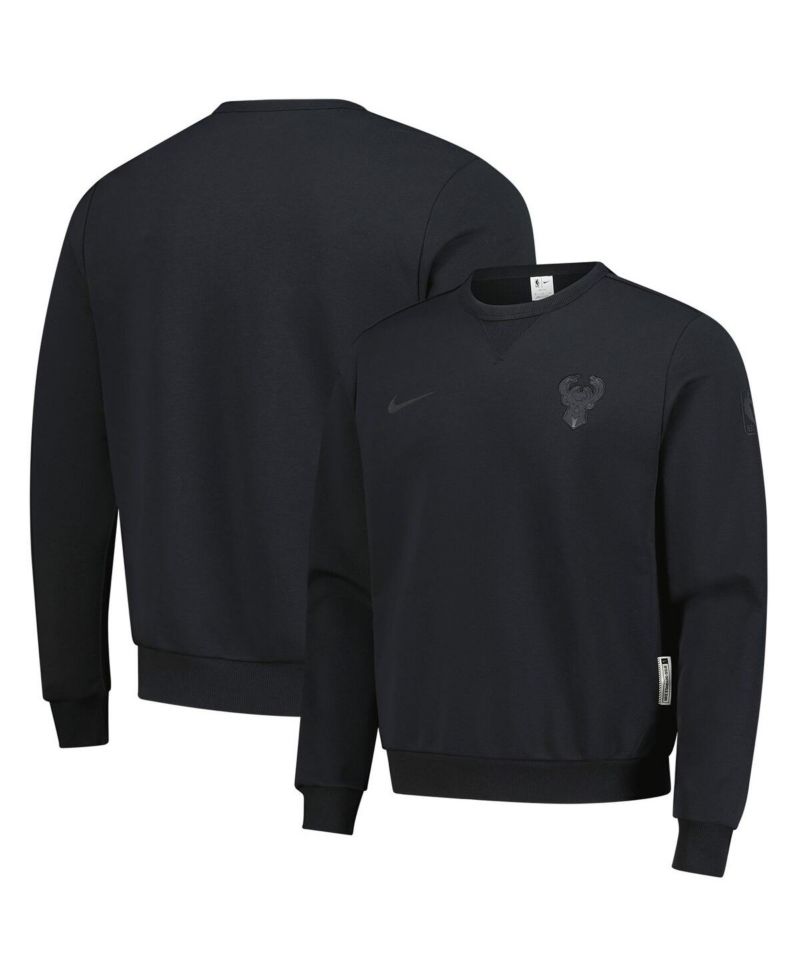 Men's Black Milwaukee Bucks Authentic Standard Issue Travel Dri-FIT Pullover Sweatshirt