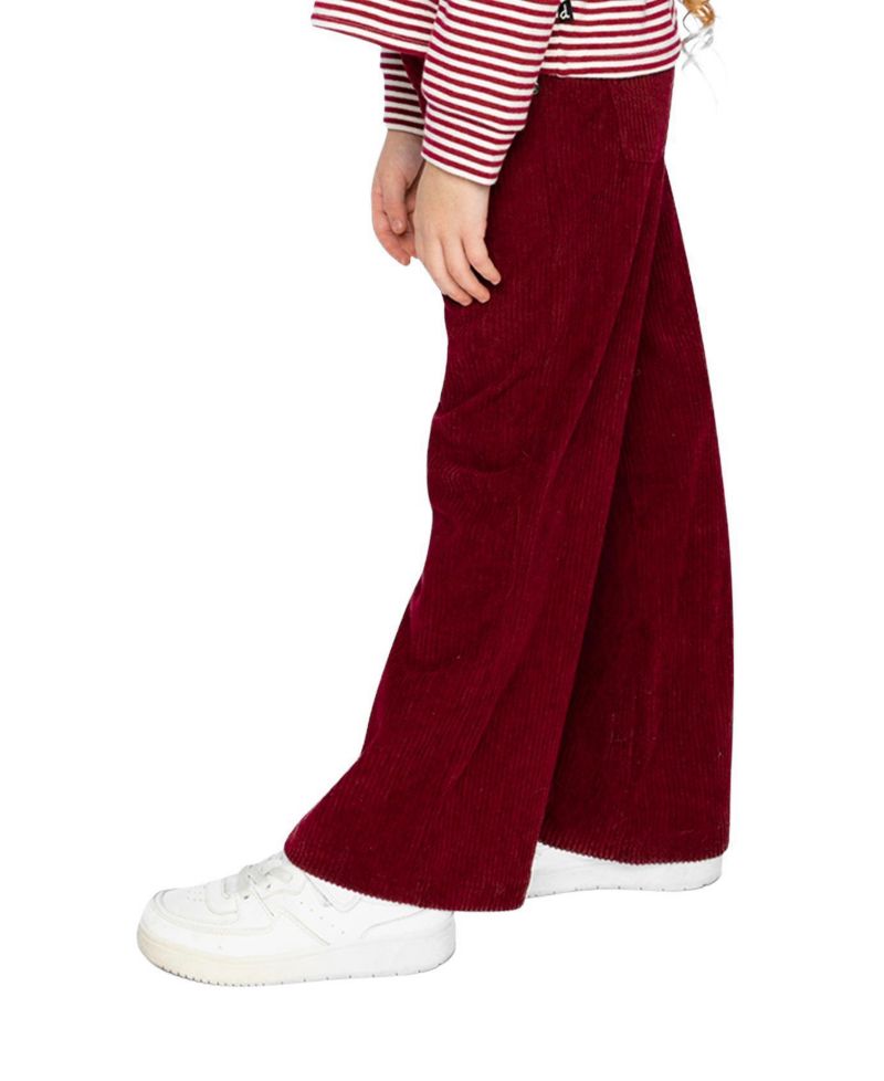 Little and Big Girl (6-14)Stretch Corduroy Wide Leg Pants Reddish