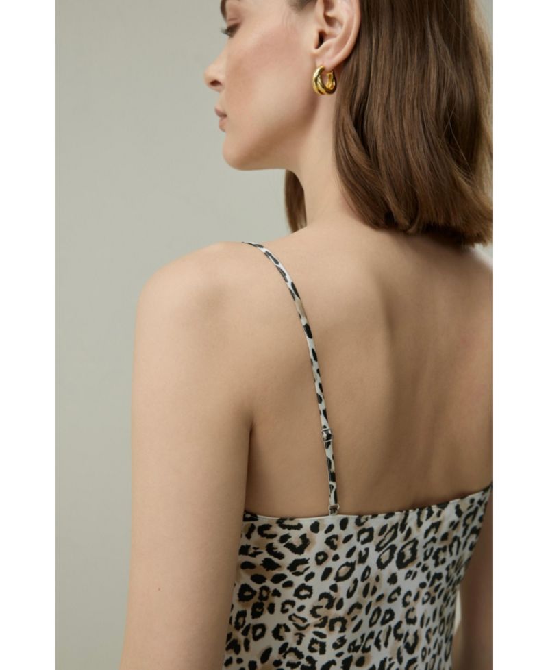 Women's Leopard Print V-Neck Sleeveless Silk Camisole