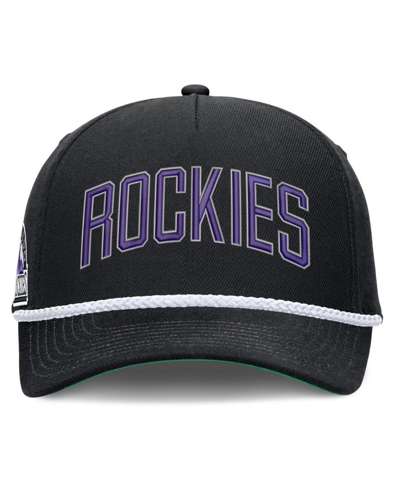 Men's Black Colorado Rockies Cooperstown Collection Rise Adjustable Hat