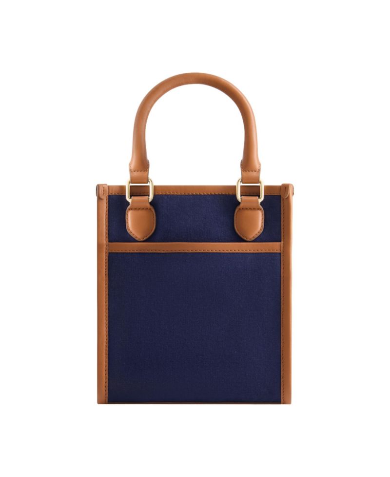 Solid Canvas North South Tote with Leather Trim