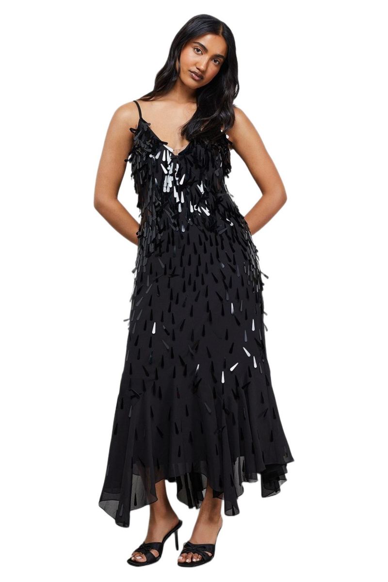 Women's Premium Teardrop Embellished Midi Dress