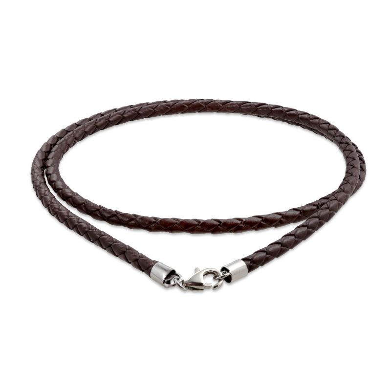 Leather Braided Cords Necklace Pendant Sterling Silver Clasp