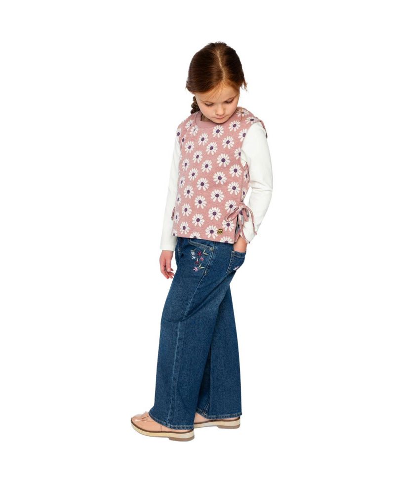 Little and Big Girl 6-12 Jacquard Vest Printed Flowers