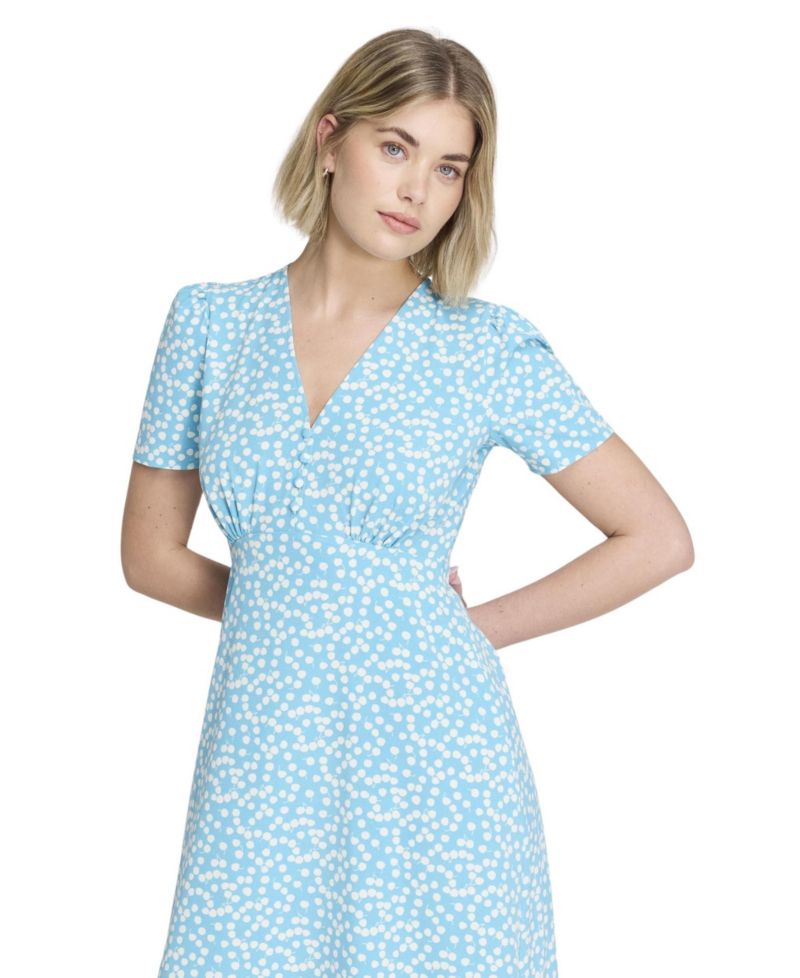 Women's Nieve Floral-Print V-Neck Short-Sleeve Midi Dress
