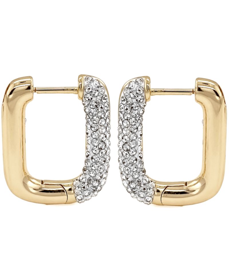 Clear Crystal Rectangular Shaped Hoop Earrings