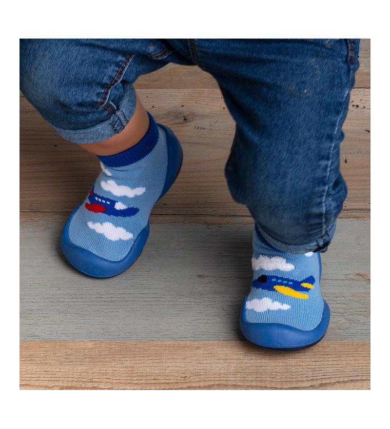 Infant Boy First Walk Sock Shoes Aeroplane