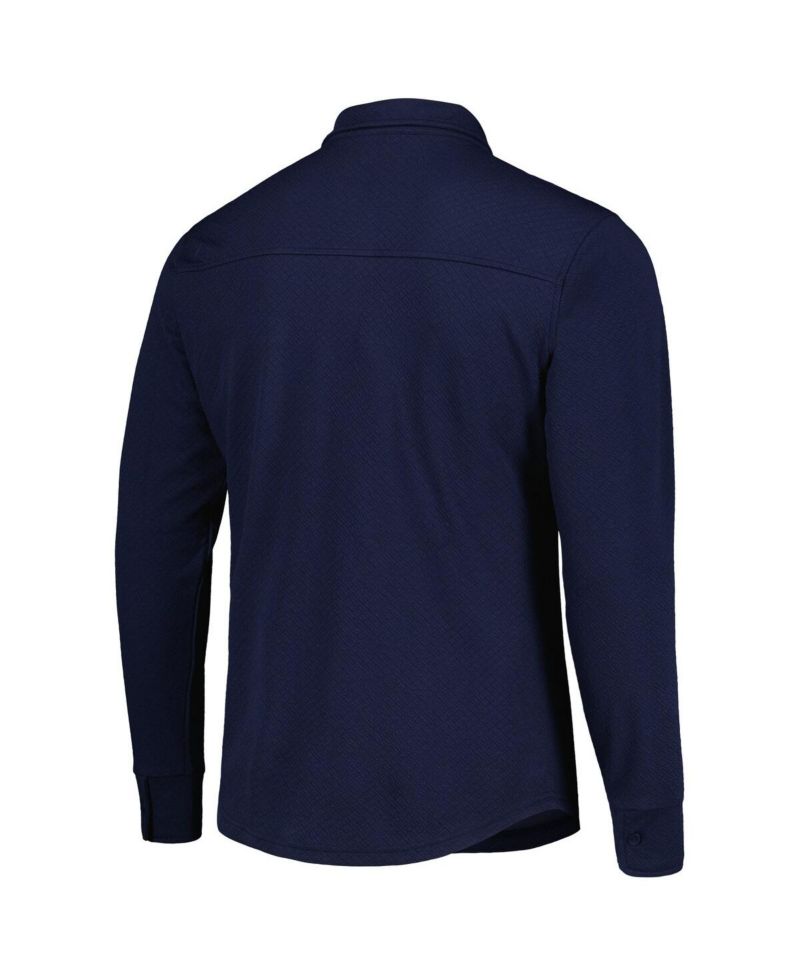 Men's Navy Seattle Sounders FC Streamer Diamond Button-Up Shacket