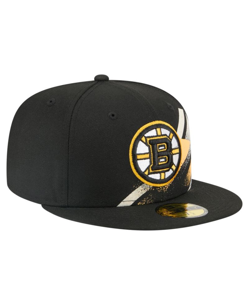 Men's Black Boston Bruins Faded Lines 59FIFTY Fitted Hat