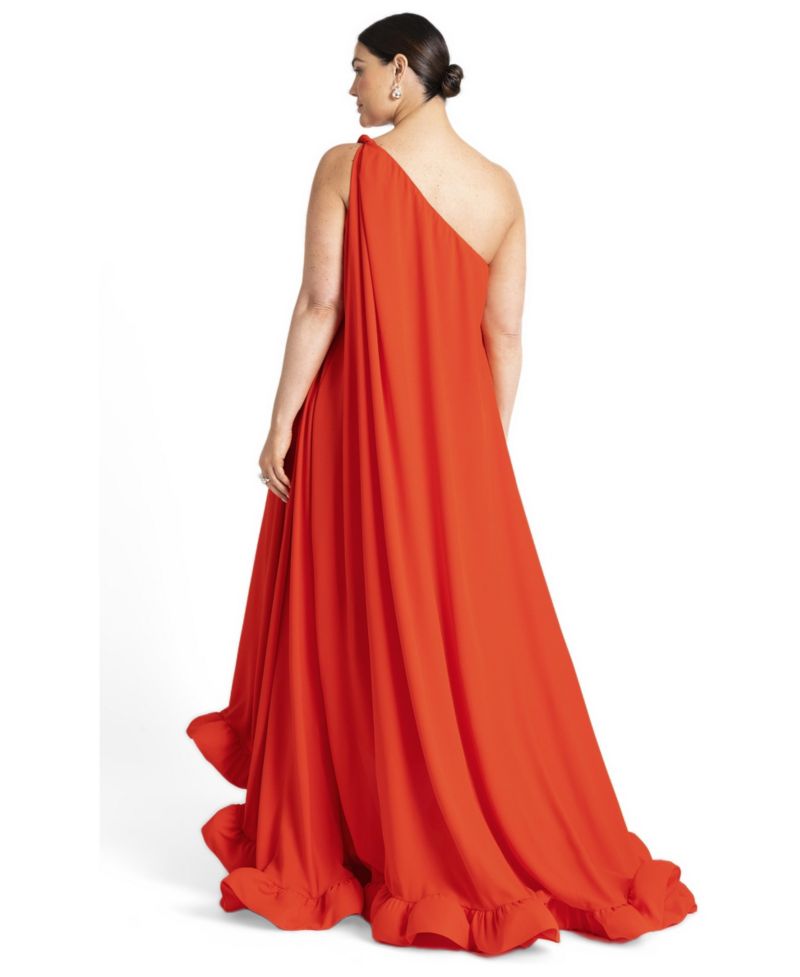 Women's Dramatic One-Shoulder Ruffle Gown