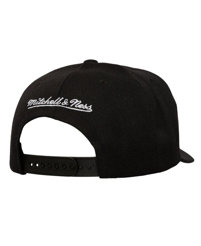 Men's Black Chicago Blackhawks Busted Logo Wordmark Wrap Around Pro Pinch Adjustable Hat