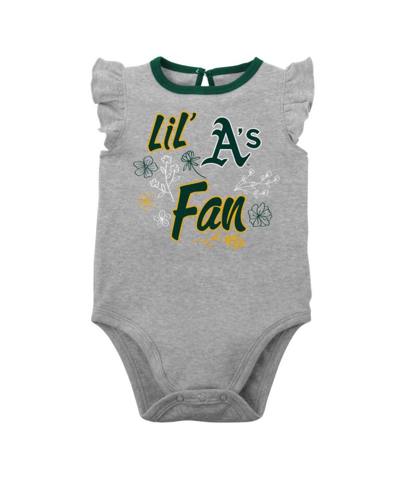 Baby Boys and Girls Two-Pack Green/Heather Gray Athletics Little Fan Bodysuit Set