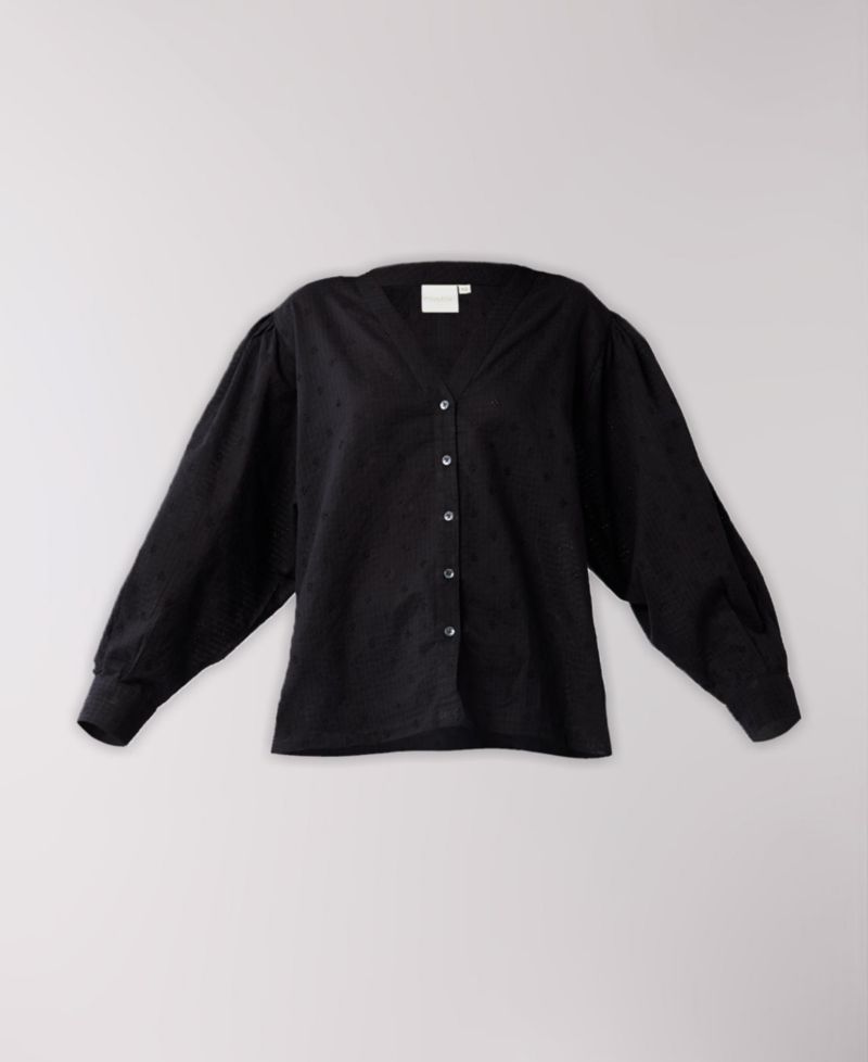 Women's Embroidered Shirt with Long Balloon Sleeves
