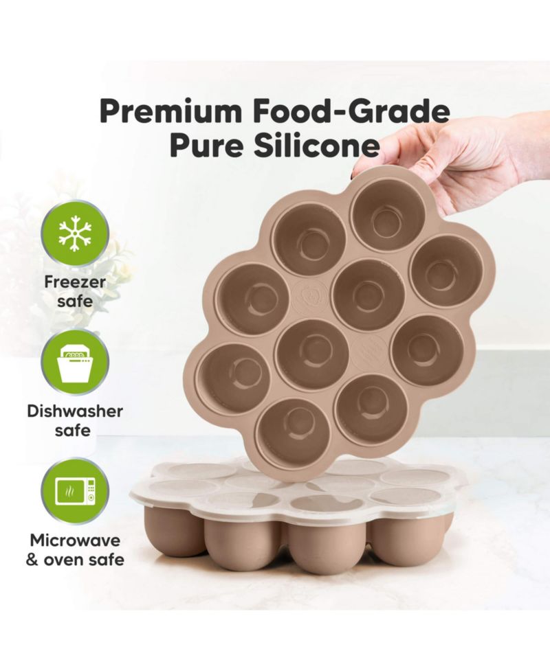 Prep Silicone Baby Food Freezer Tray with Clip-on Lid, 2oz x 10 Silicone Freezer Molds, BPA-Free Baby Food Storage
