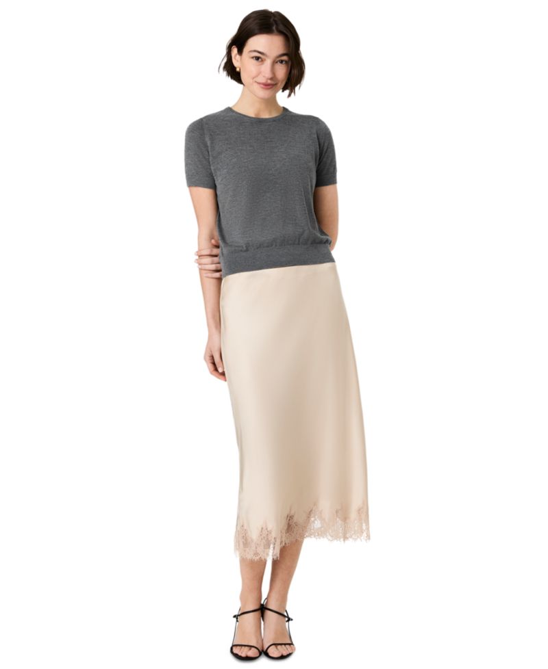 Women's Ennis Satin Lace Midi Skirt