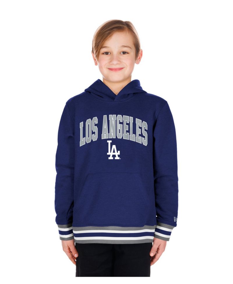 Big Boys and Girls Royal Los Angeles Dodgers Knit Trim Pullover Hoodie