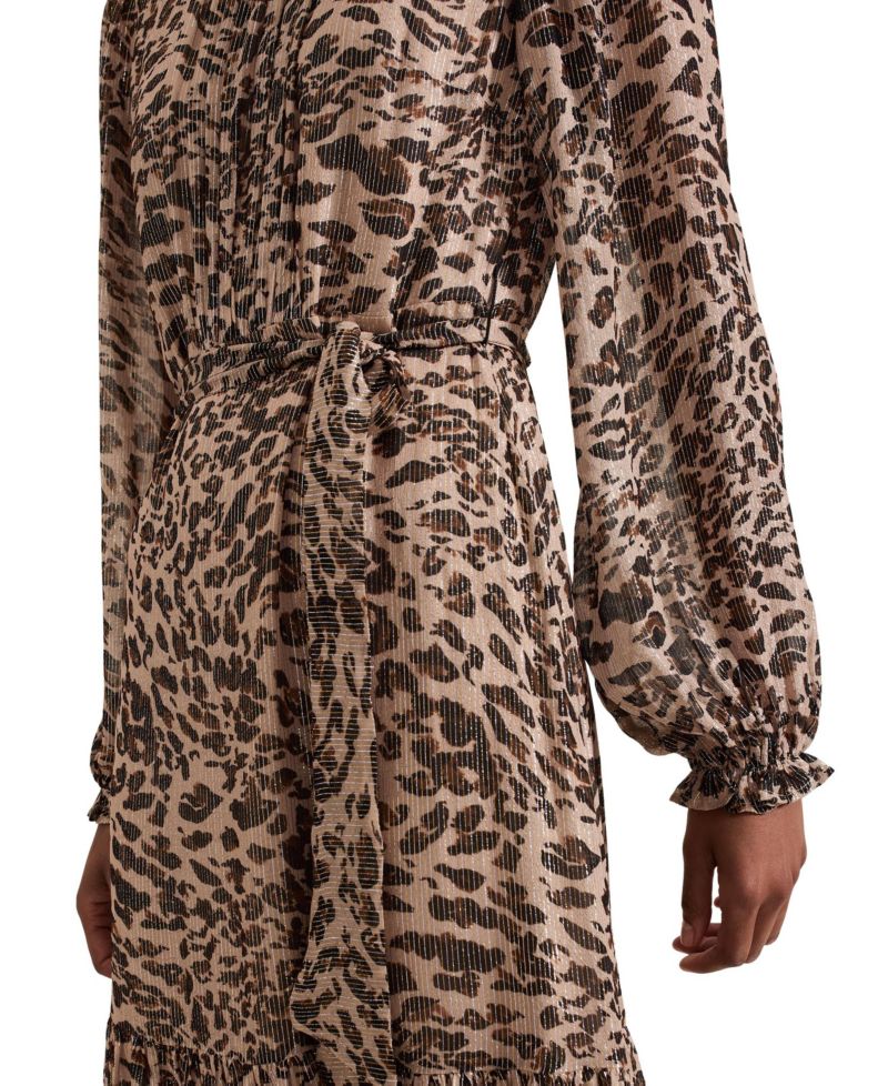 Women's Eve Leopard-Print Long-Sleeve Midi Dress